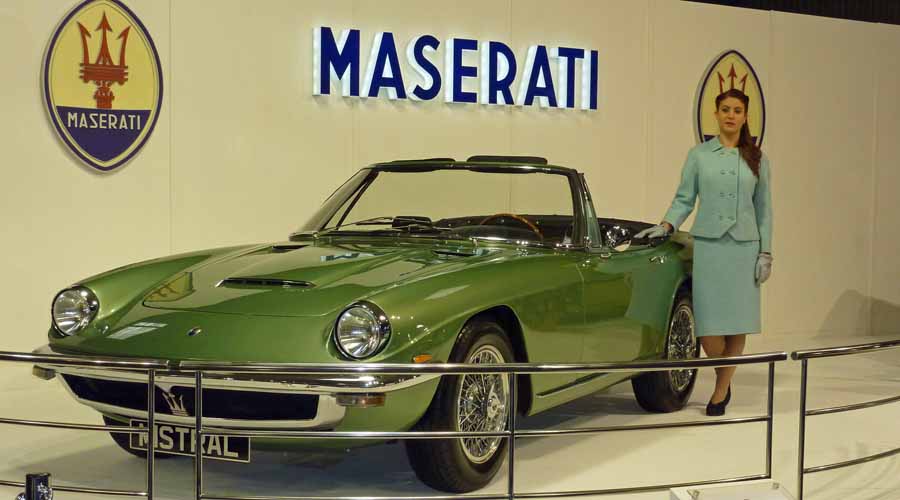 A stunning green classic Maserati Mistral Spyder takes centre stage at the Goodwood Revival motor show