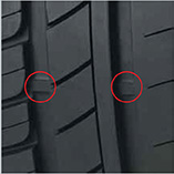 The wear bars on car, van and 4X4 tyres indicate the minimum legal UK tyre tread depth of 1.6mm